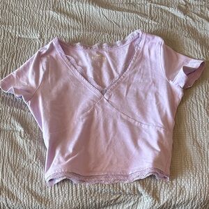 Hollister Light Purple V-Neck Crop Top